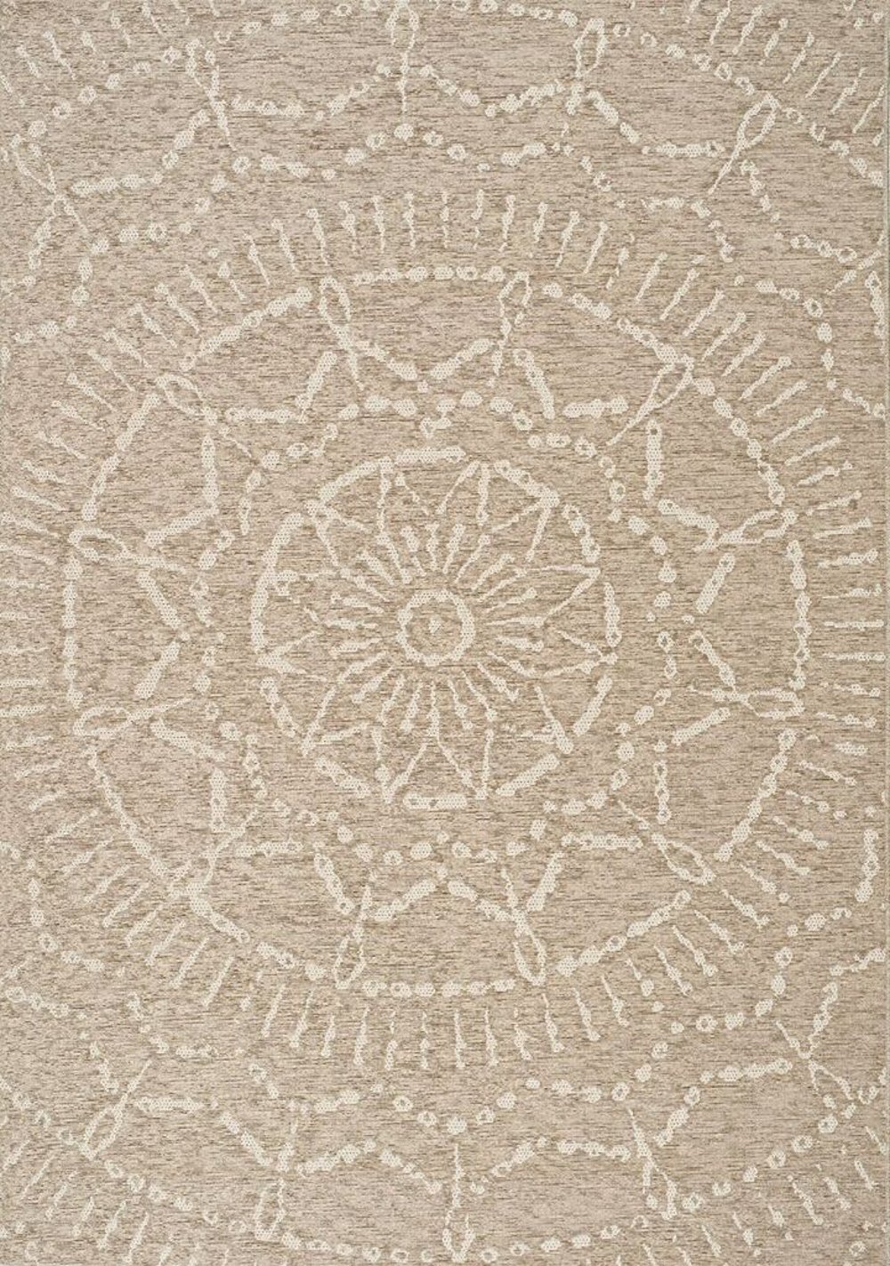 8 x 11 Large Beige and Cream Indoor-Outdoor Area Rug - Vista