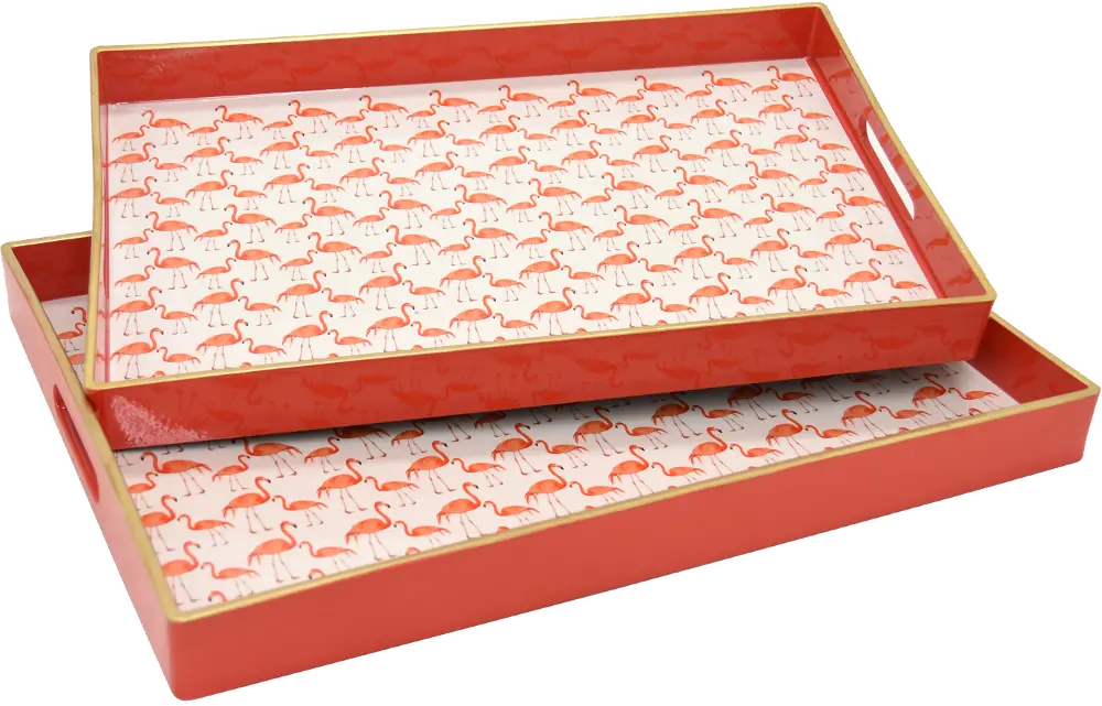 18 Inch Salmon Flamingo Tray with Cut Out Handles-1
