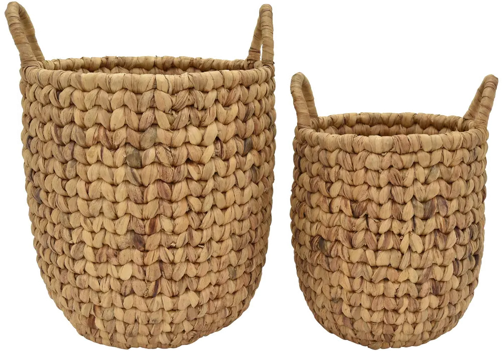 15 Inch Water Hyacinth Basket with Handles-1