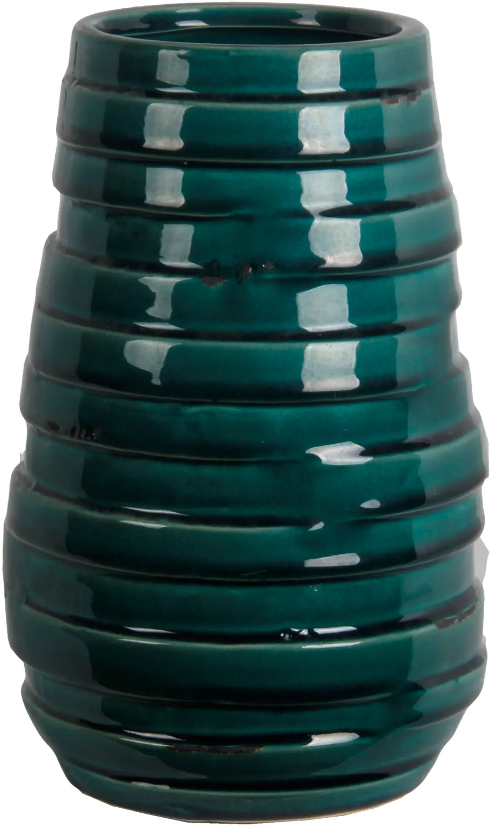 10 Inch Green Ceramic Ribbed Vase-1