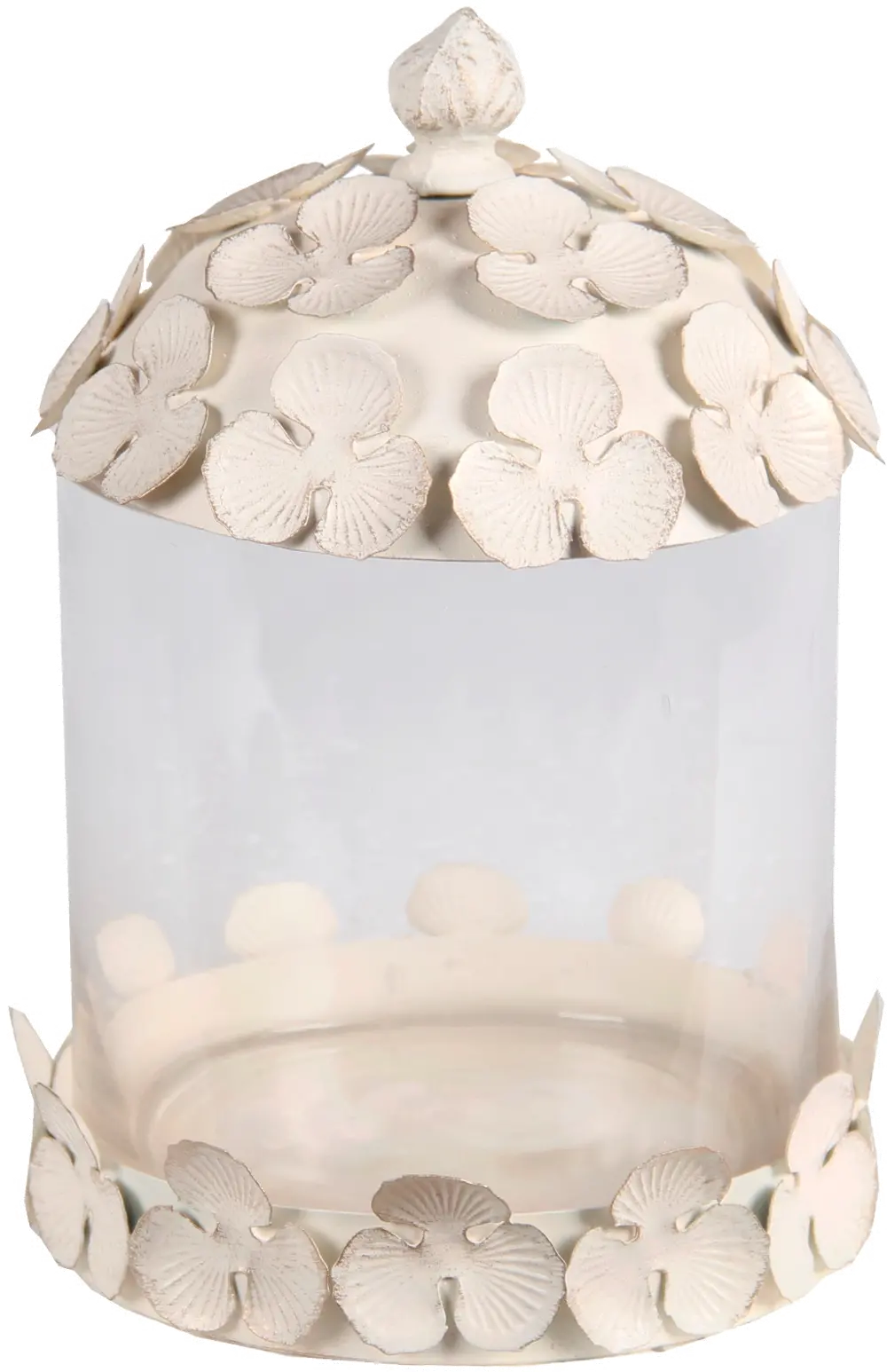 9 Inch White Glass Jar with Metal Clover Lid-1