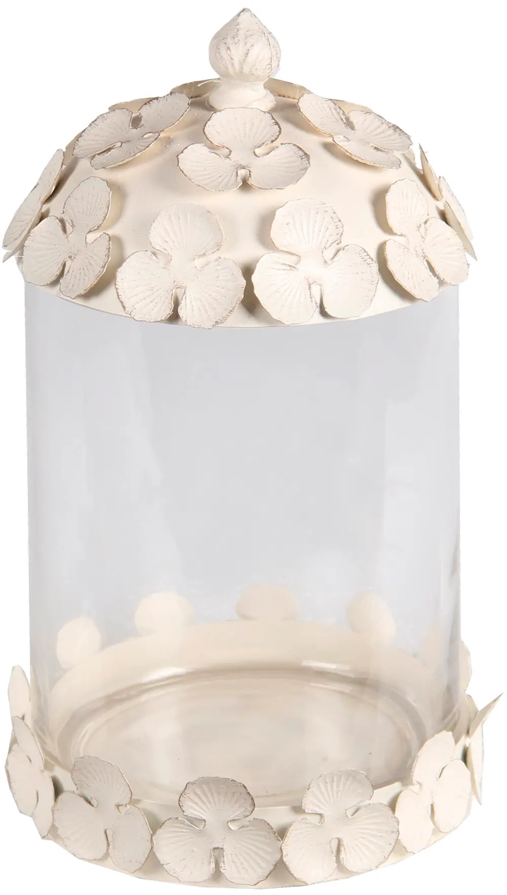 11 Inch White Glass Jar with Metal Clover Lid-1