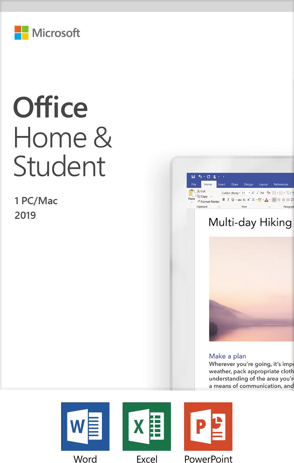 OFFICE 2019 HOME AND STUDENT Microsoft Office Home and Student 2019 | 1 device, Windows 10 PC/Mac Key Card-1