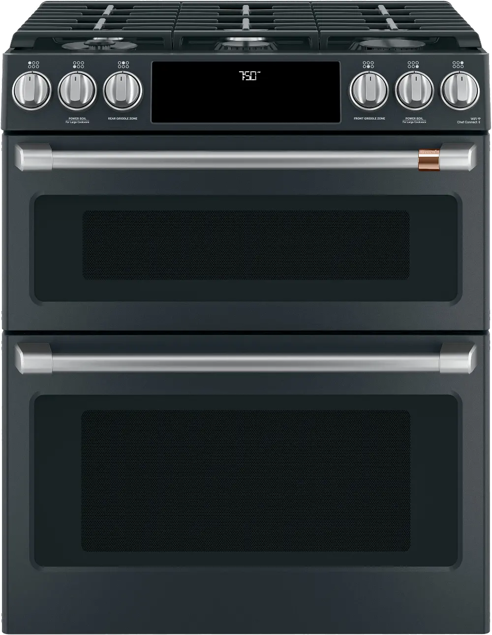 CGS750P3MD1 Cafe 30  Slide-In Gas Double Oven with Convection Range - Matte Black-1