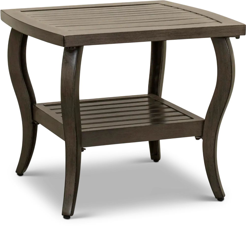 APE03212P01/ENDTABLE Riviera Brown Aluminum Slat Top Patio End Table-1