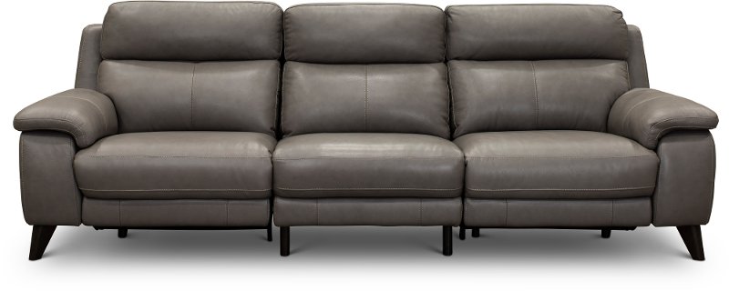 Elephant Gray Leather Match Power, Soft Leather Sectional Sofa