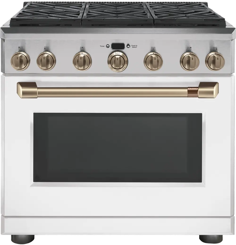 C2Y366P4MW2 Cafe 36 inch Dual Fuel Professional Range with 6 Burners (Natural Gas) - Matte White-1