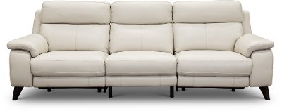 Frost White Leather Match Reclining Sofa With Left Arm Facing Frost White Leather Match Reclining Sofa Venice