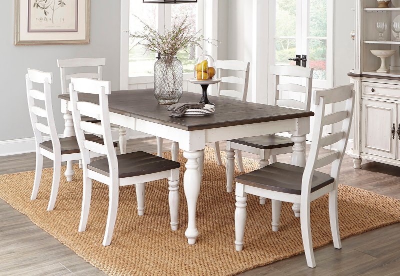 Two Tone 5 Piece Dining Set, Country Style Dining Room Set