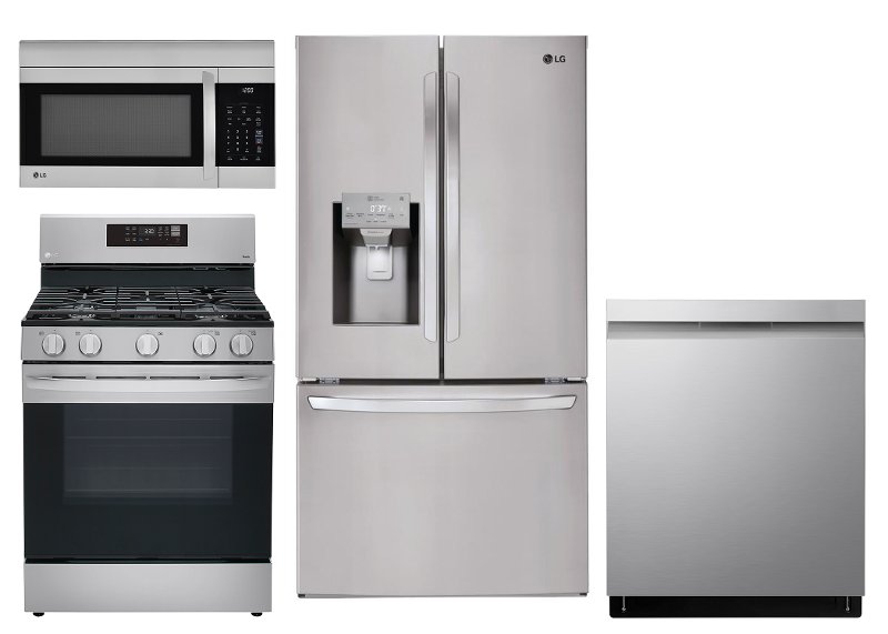 Lg 4 Piece Gas Kitchen Appliance Package With Smart French Door