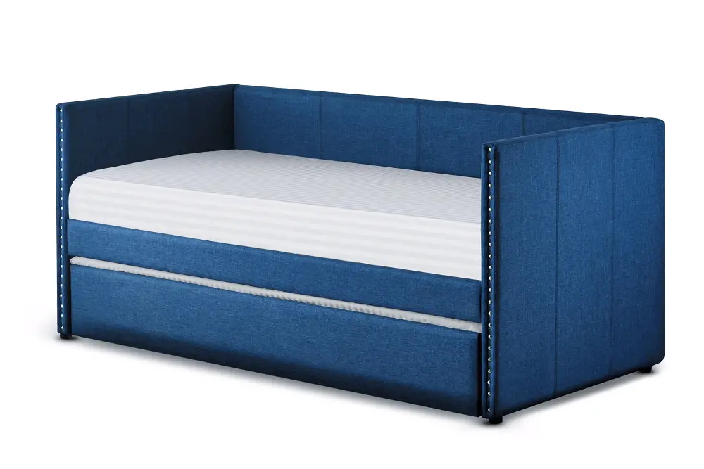 Classic Contemporary Blue Daybed with Trundle - Therese-1