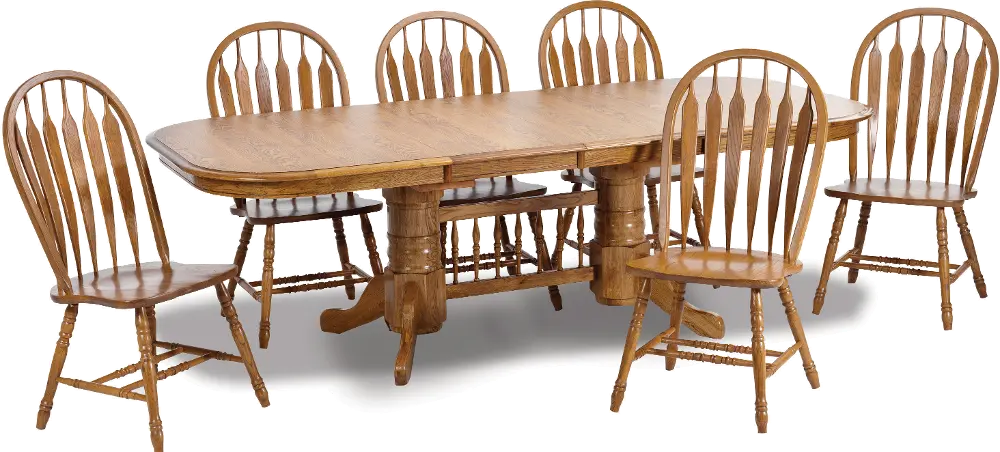 Country Chestnut Trestle Base Dining Table - Classic Chestnut-1