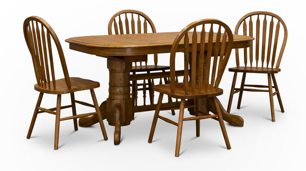 Classic Country Chestnut Brown 5 Piece Dining Set - Classic Chesnut-1