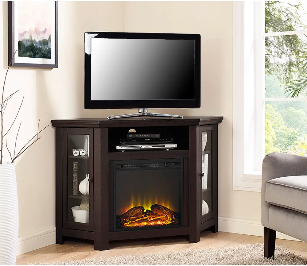 W48FPCRES Espresso 48 Inch Corner Fireplace TV Stand - Walker Edison-1