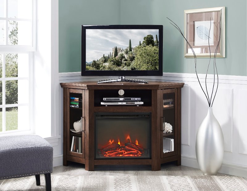 Corner 48 Inch Fireplace Tv Stand, Corner Faux Fireplace Tv Stand