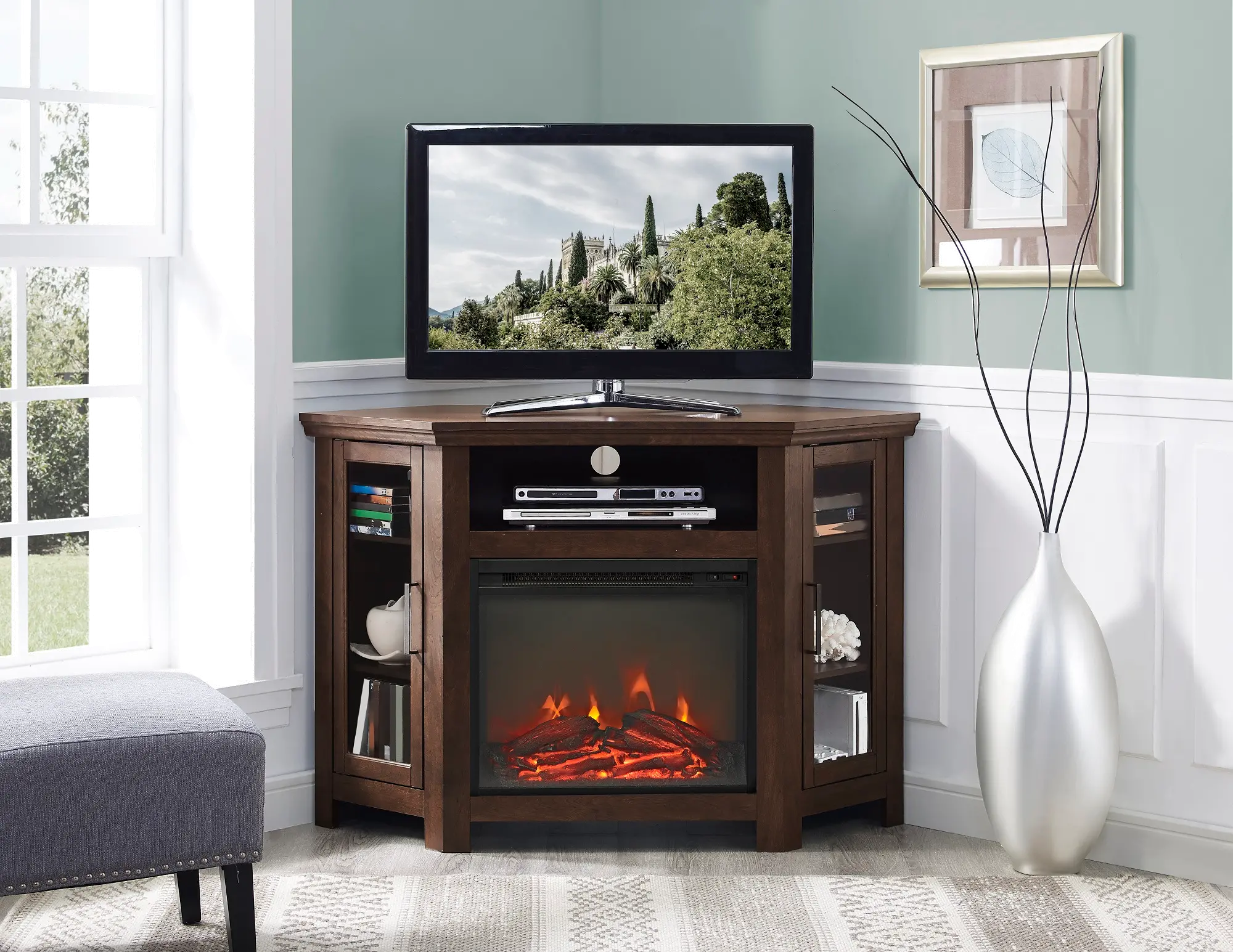 Corner 48 Inch Fireplace TV Stand - Walker Edison