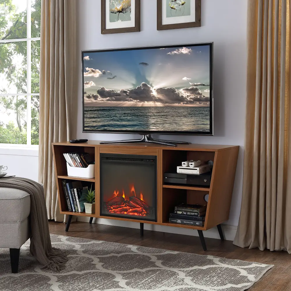 W52FP18CRPC Acorn Brown 52 Inch Angled Fireplace TV Stand-1