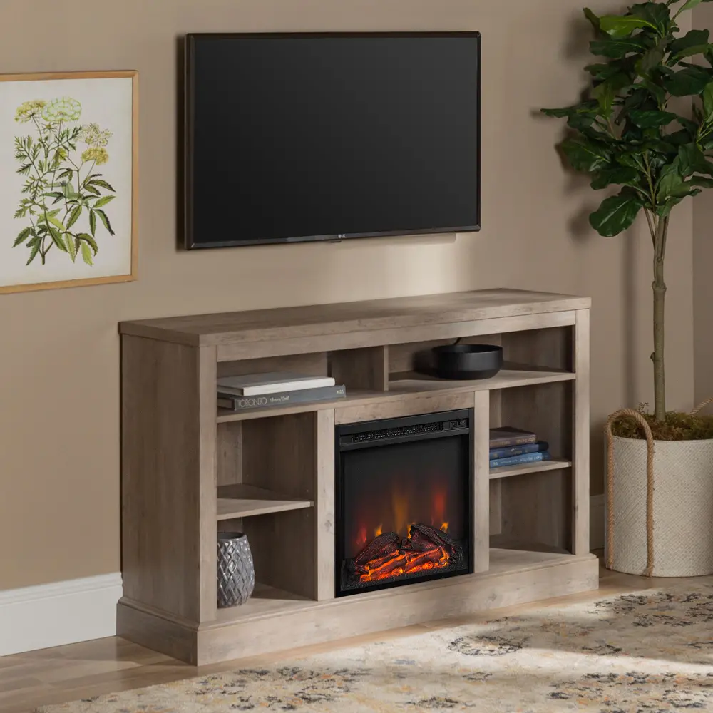 W52FP18WSGV Gray 52 Inch Fireplace TV Stand-1