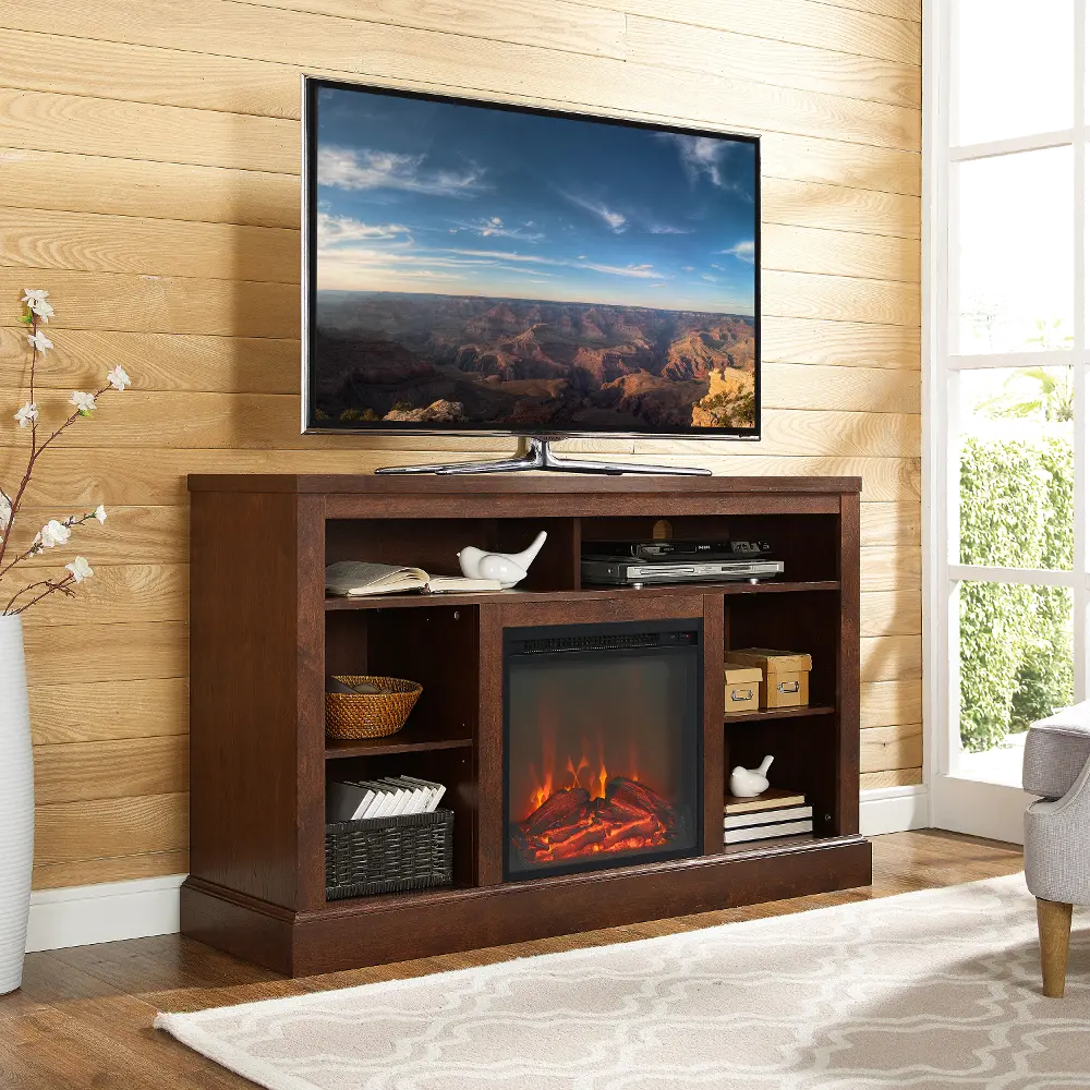 W52FP18WSTB Brown 52 Inch Fireplace TV Stand-1