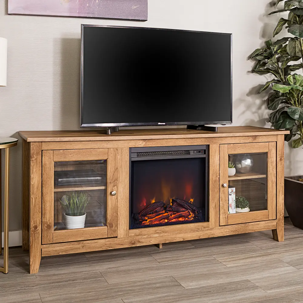 W58FP4DWBW Barnwood Brown 58  Fireplace TV Stand-1