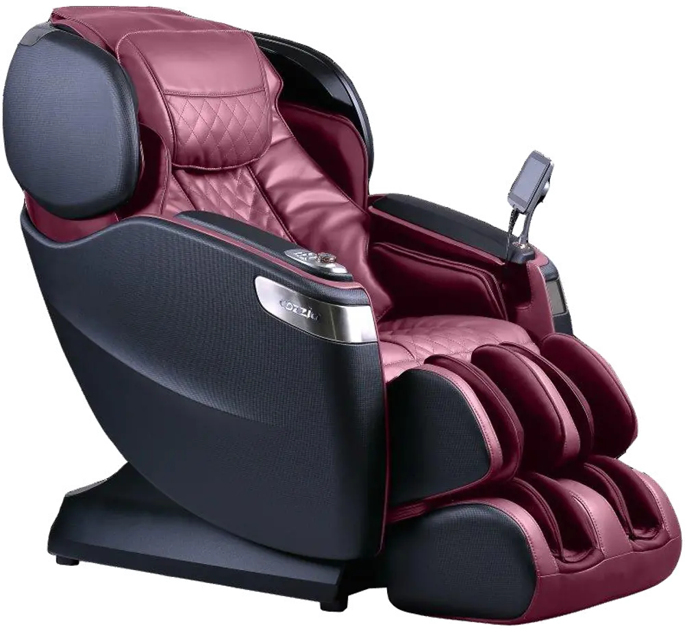 3PC:CZ-710-9229-MASG Black and Burgundy L-Track Smart Massage Chair-1