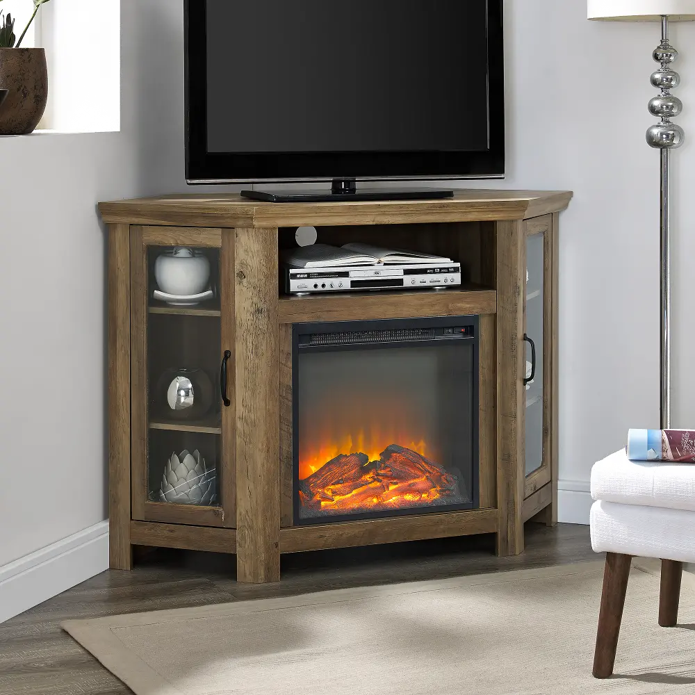 W48FPCRRO Rustic Oak 48  Fireplace Corner TV Stand-1
