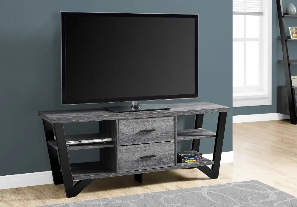 Gray Contemporary 60 Inch TV Stand-1