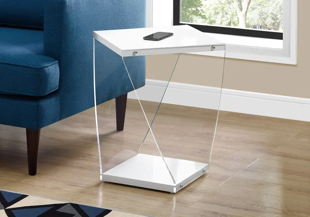 White and Acrylic Modern Accent Table-1