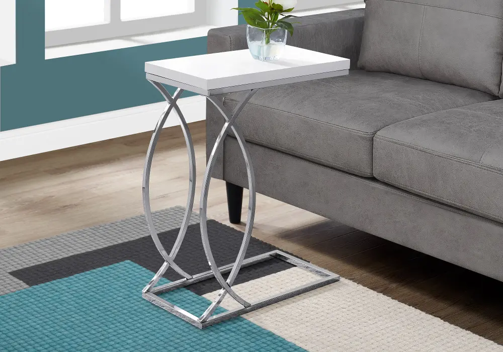 White and Chrome Chairside C-Table-1