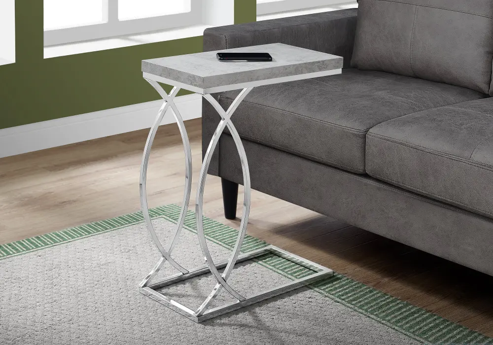 Cement and Chrome Chairside C-Table-1
