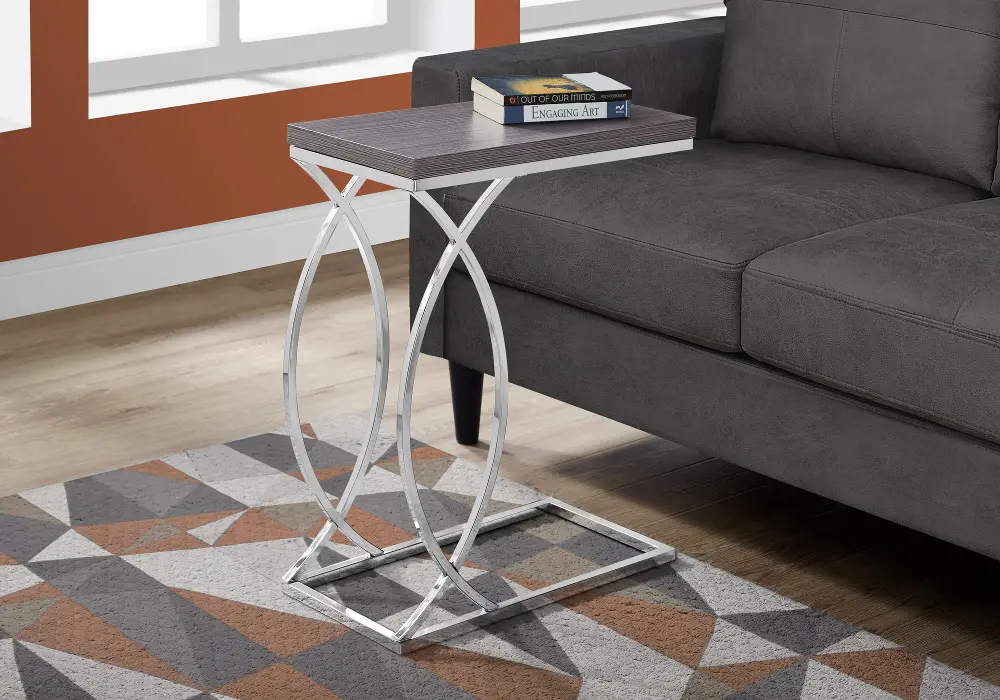 Gray and Chrome Chairside C-Table-1