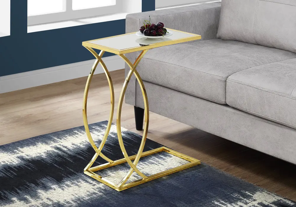 Mirror and Gold Chairside C-Table-1
