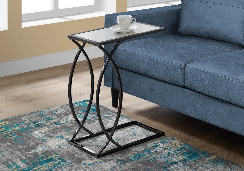Mirror and Black Chairside C-Table-1