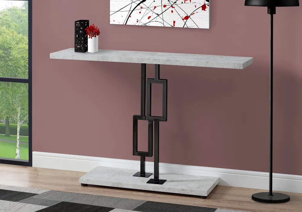 Cement and Black 48 Inch Modern Accent Table-1
