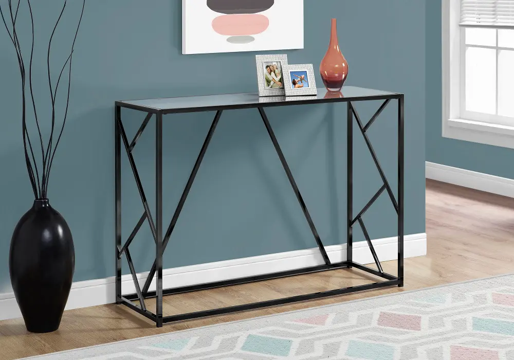 Mirror and Black Nickel 42 Inch Modern Console Table-1