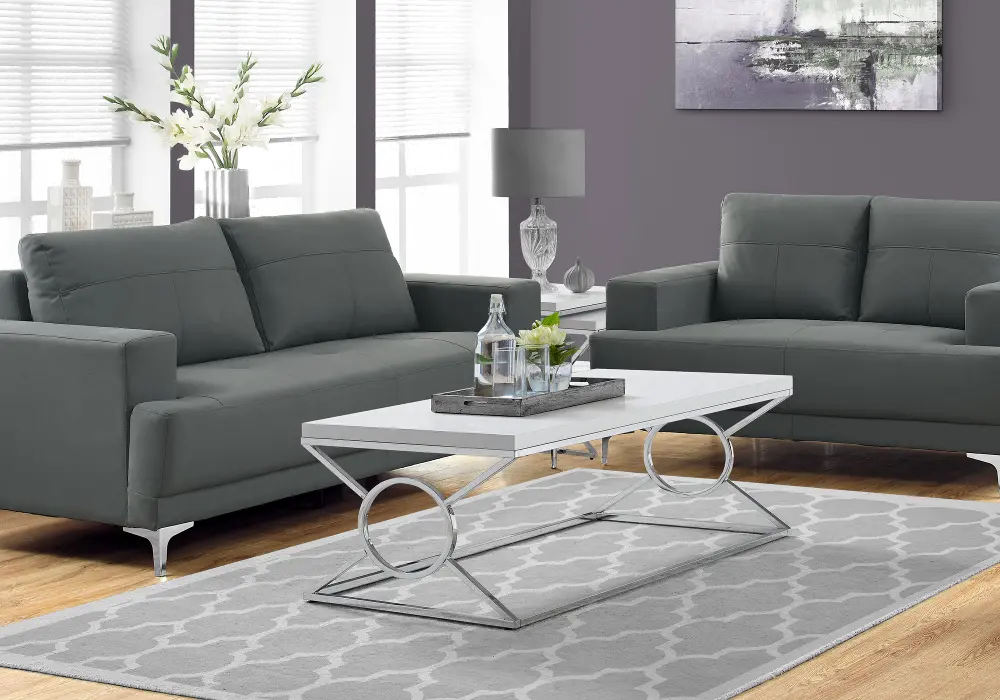 White and Chrome Contemporary Coffee Table-1