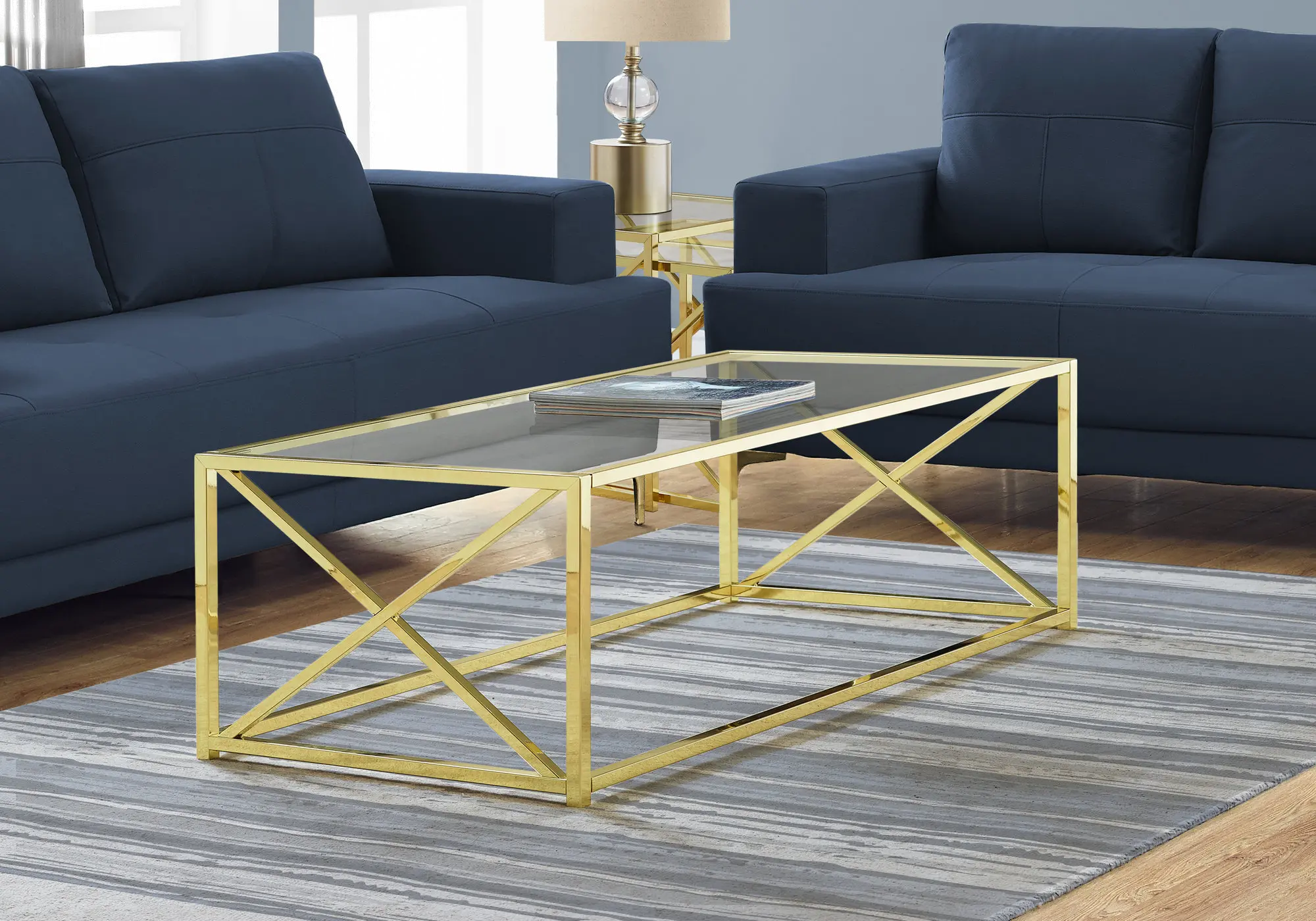 I3444 Gold Contemporary 44 Inch Metal Coffee Table sku I3444