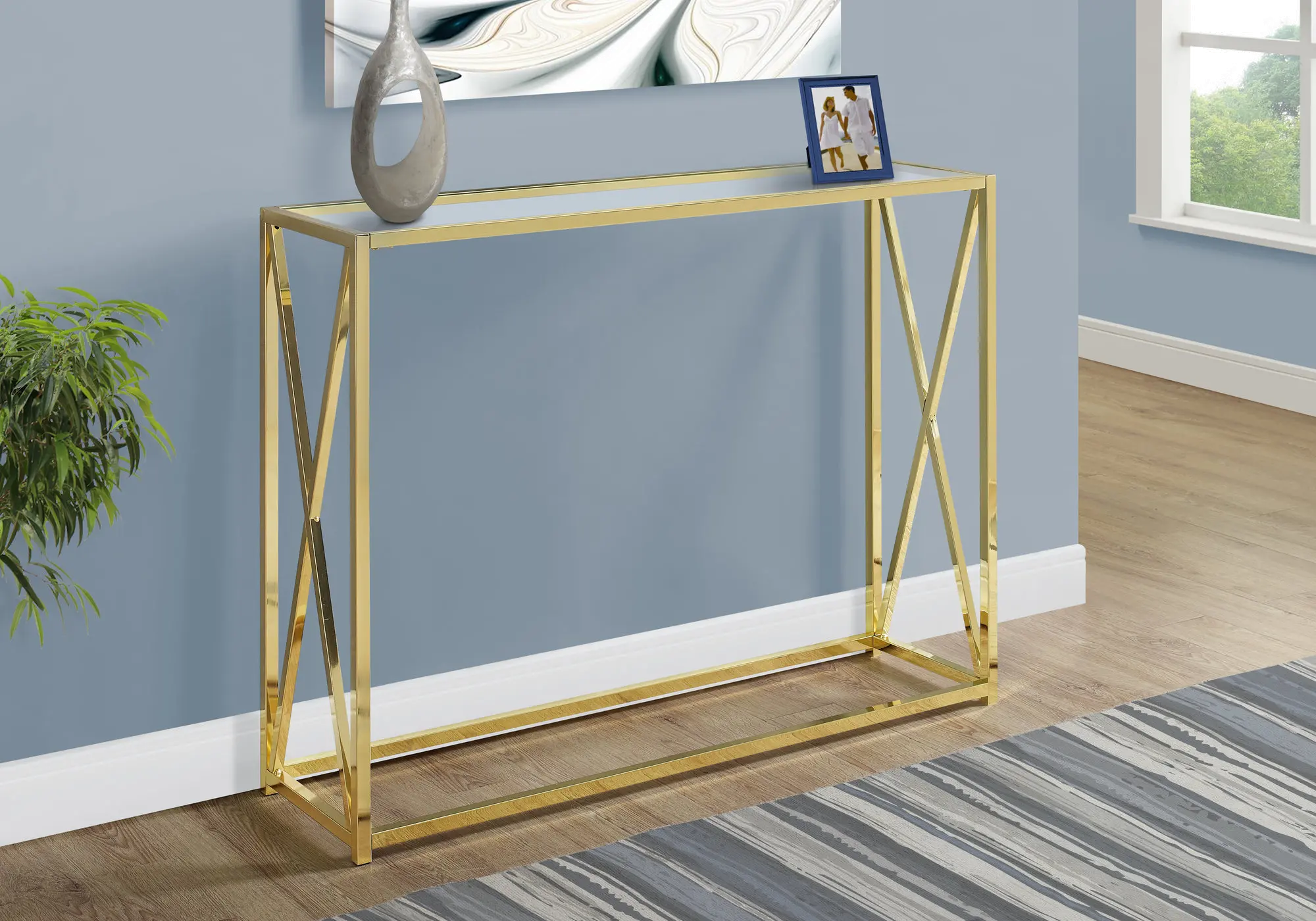 I3446 Gold Contemporary 42 Inch Metal Console Table sku I3446