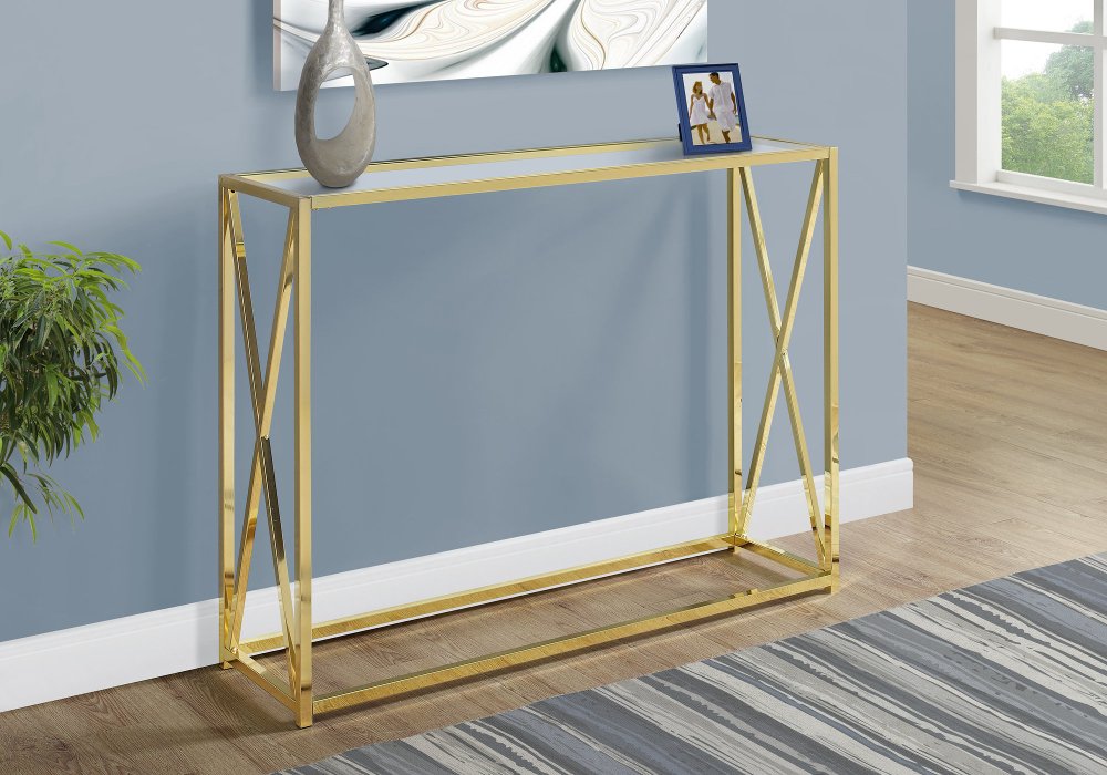 111333512 Gold Contemporary 42 Inch Metal Console Table sku 111333512