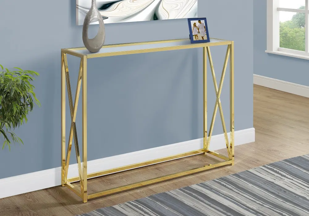 Gold Contemporary 42 Inch Metal Console Table-1