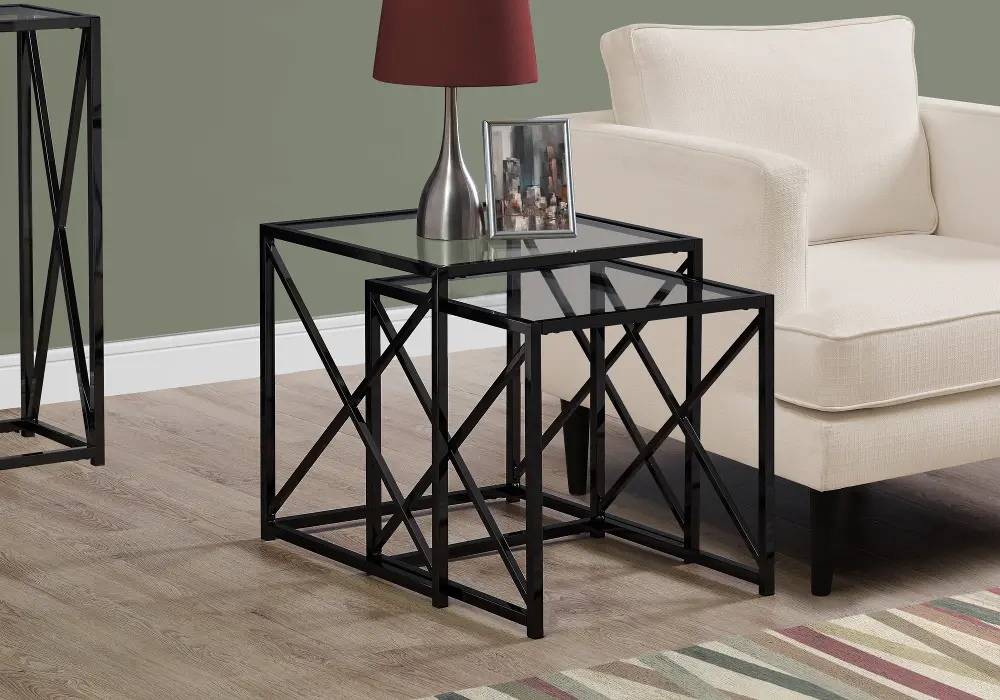 Black Contemporary Metal Nesting End Tables-1