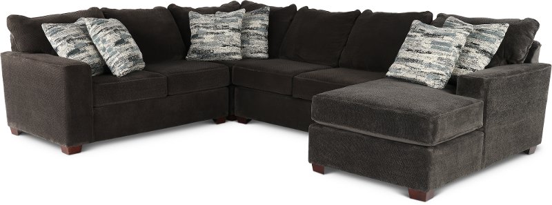 Dark Gray 4 Piece Sectional Sofa With, Dark Gray Sectional Sofas
