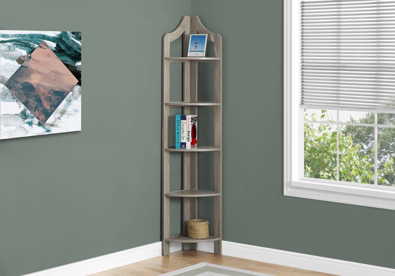 Taupe 72 Inch Corner Bookshelf | RC Willey Furniture Store