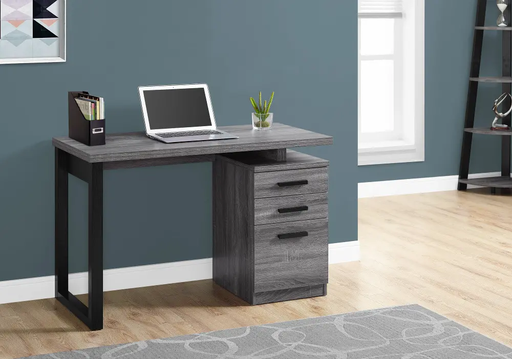 Gray and Black Small Office Desk-1