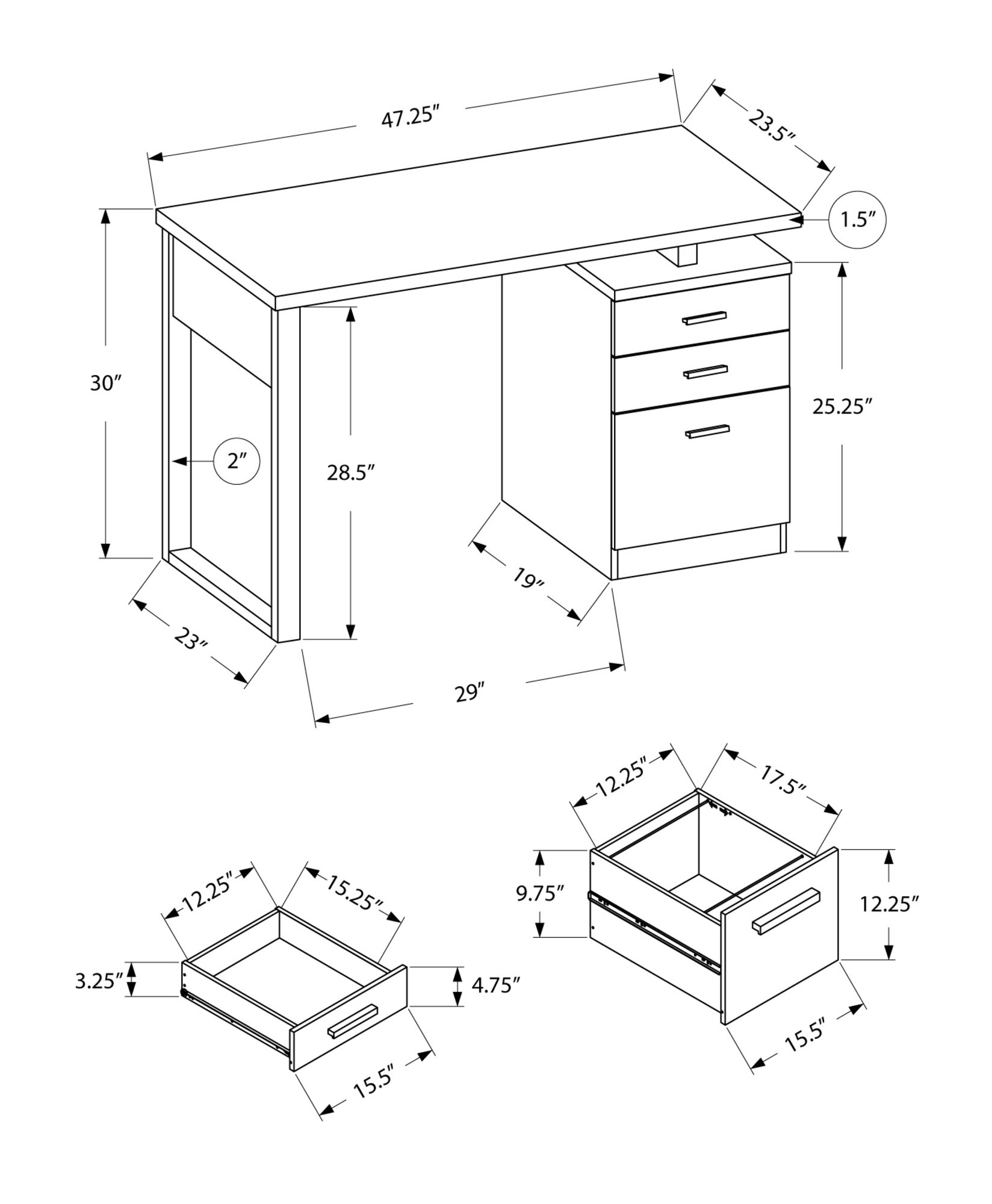 Gray and Black Small Office Desk | RC Willey