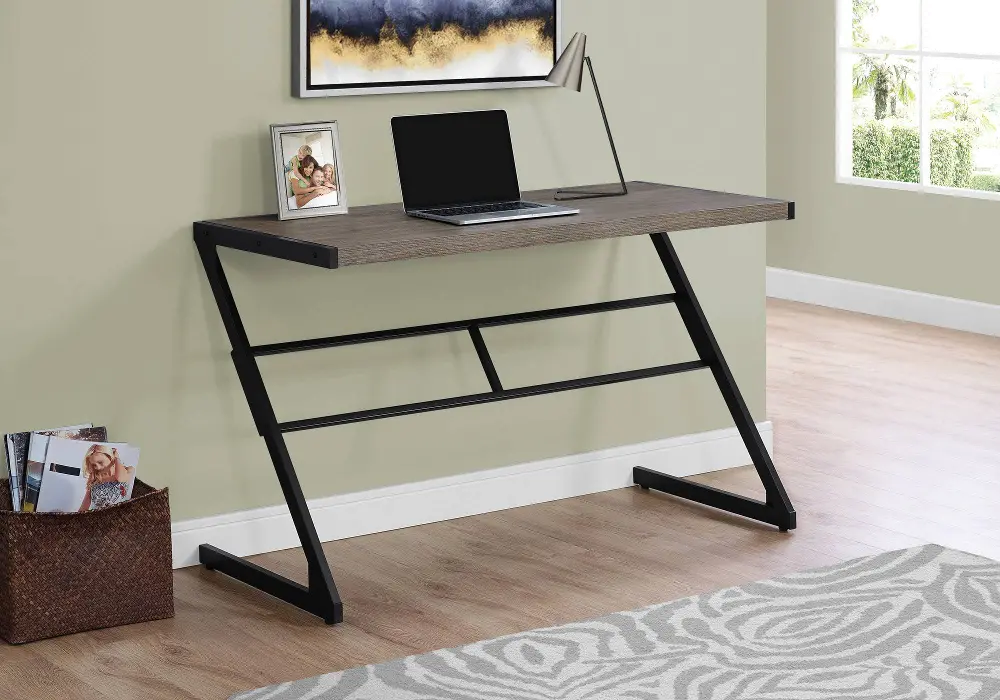 Taupe and Black Metal Writing Desk-1