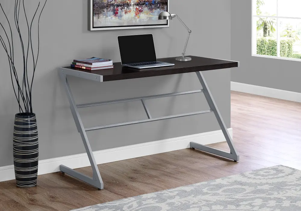 Brown and Silver Metal Writing Desk-1