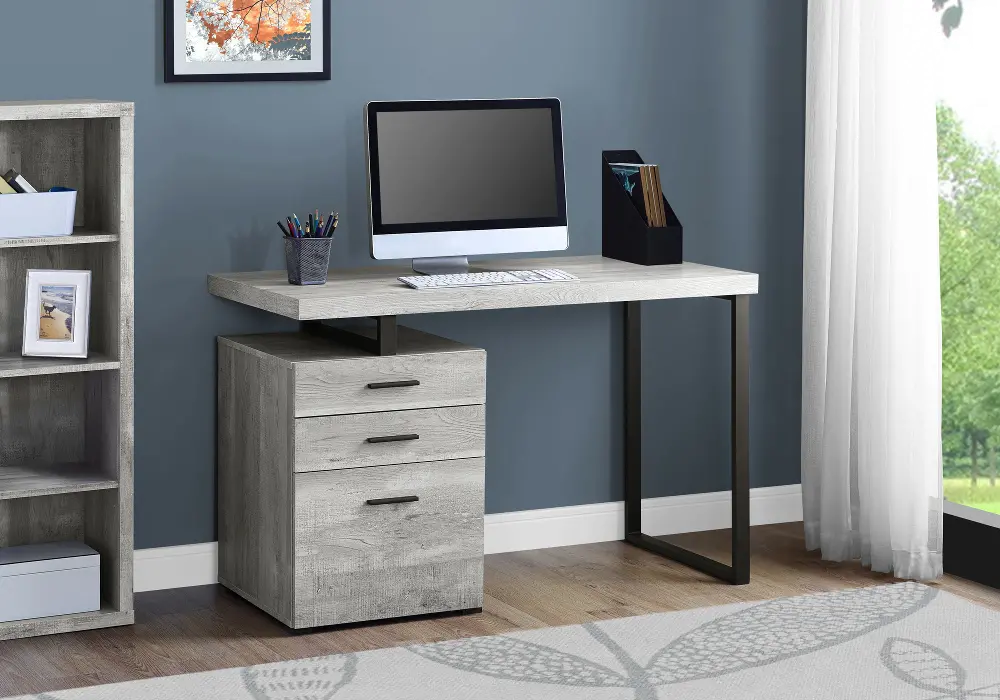Gray and Black Metal Small Office Desk - Cubes-1