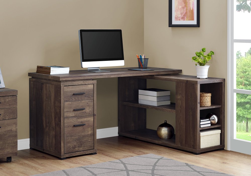 111334550 Brown Wood Grain Corner Computer Desk sku 111334550