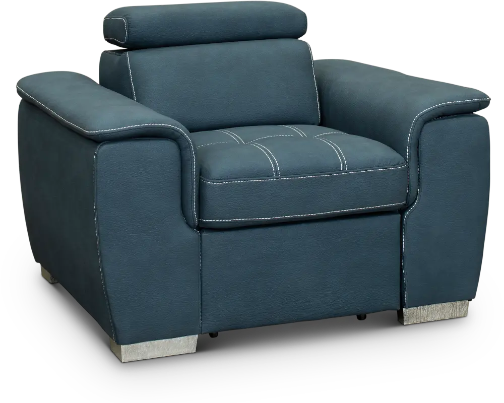 Ferriday Blue Chair with Pullout Ottoman-1